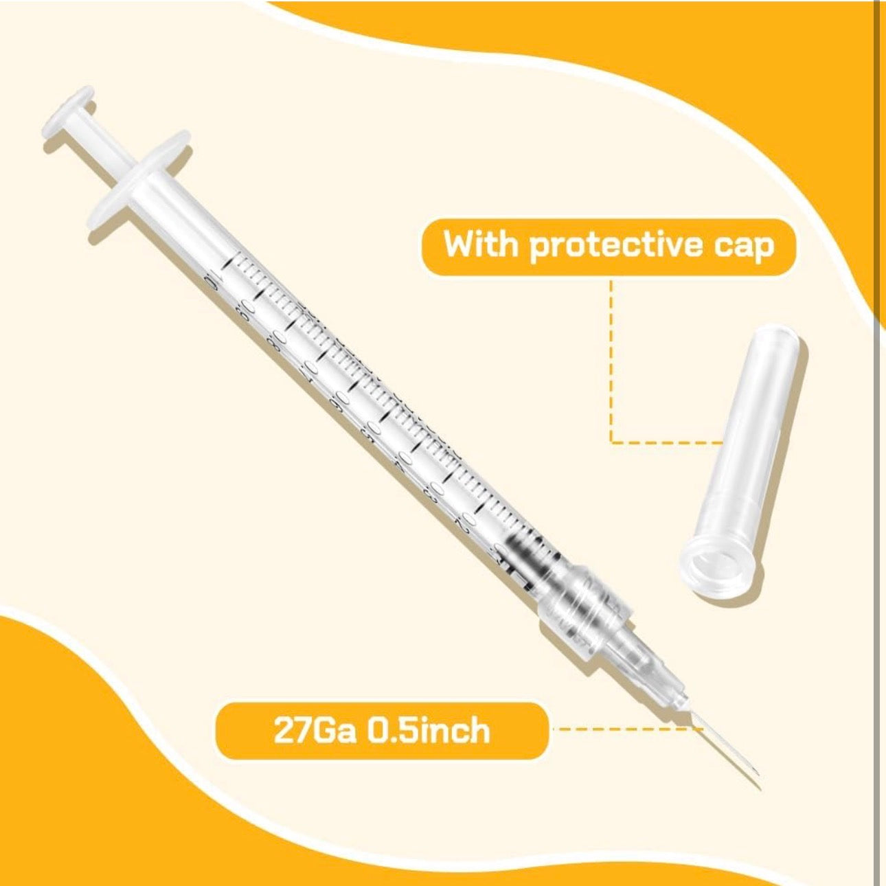 1 mL Syringe with 27g 1/2 inch needle (pack of 5)